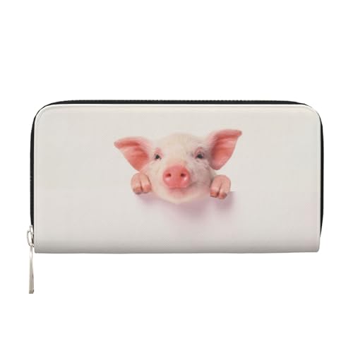 Portefeuille long en cuir imprimé cochon mignon, un cadeau parfait