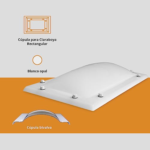 Cúpula blanco opal claraboya rectangular 70x100 de metacrilato bivalva para tragaluz de techo 3