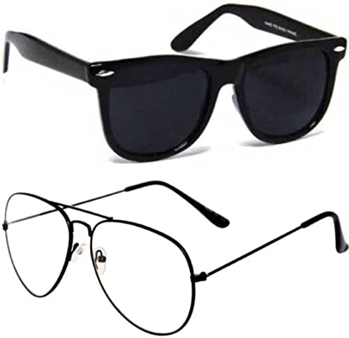 Image of UV-Protected Unisex Wayfarer And Aviator Combo Pack Of 2 Sunglasses