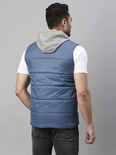 Image of Dennis Lingo Color Block Polyester Regular Fit Full Sleeves Men's Hooded Puffer Jacket with 2 Pockets - Lightweight Casual Winterwear for Men