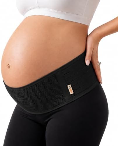 AZMED Maternity Belt Back Support - Adjustable Abdominal Binder for Pregnancy - Belly Band for Pelvic, Waist & Lower Back Comfort - Fits Up to 46 Inches - Black