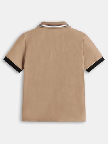 Floerns Boy's Striped Trim Short Sleeve Collar Neck Button Front Shirts Tops2