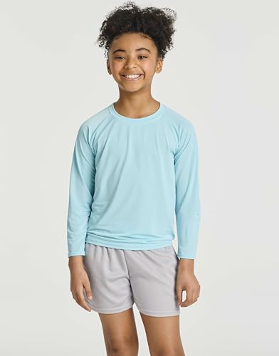 Image of Real Essentials 4 Pack: Girls' Rash Guard Swim Shirts - Long Sleeve UPF Sun Protection Tops (Ages 4-16)
