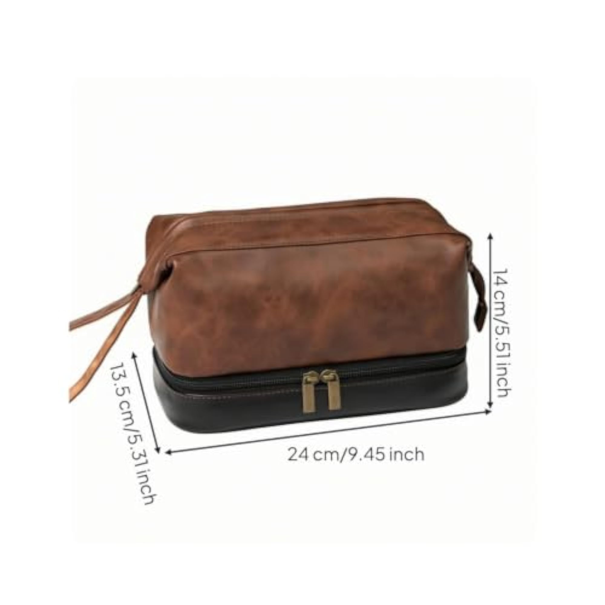 Zippered PU Leather Toiletry Bag with Multiple Compartments
