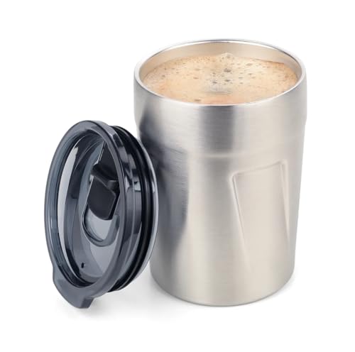 Troika Gobelet isotherme pour expresso, café, boissons chaudes Espresso Doppio, isolation sous vide à double paroi – max. 160 ml – Couvercle (sans BPA)...