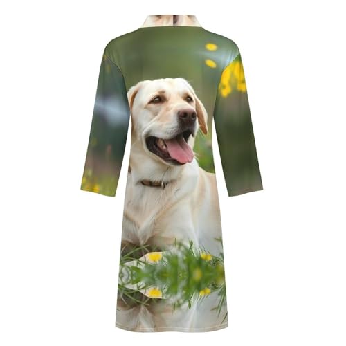 Labrador Retriever Dog Lazy Time Funny Men's Robe Soft Lightweight Bathrobe Long-sleeve Spa Robes 5