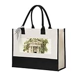 JBYJBX Bolsa de lona con diseño de edificio antiguo con rama de olivo romano y estampado griego, regalo para mujeres, ecológico, oficina, compras, playa, viajes
