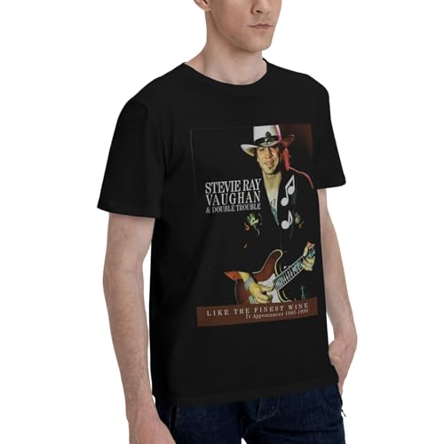 Stevie Ray Music Vaughan Men's Basic Fashion T-Shirts Moisture Wicking Short Sleeve Crewneck Tee Top Black2
