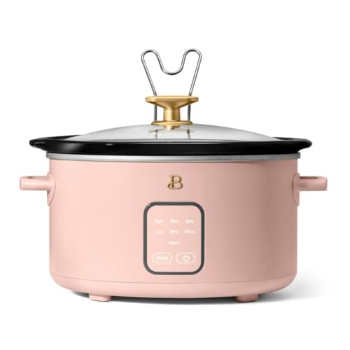 B. Slow Cooker with Touch-Activated Display, Programmable Digital Controls, Removable Non-Stick Pot, Keep Warm Function (Rose, 6 Quarts)