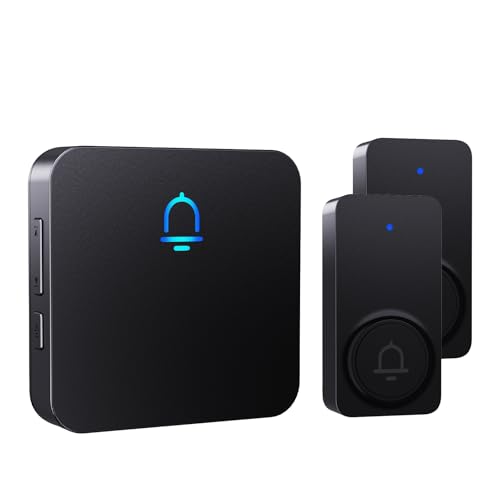 Image of SECRUI Wireless Doorbell, Electric Plug in Receiver Door Bell Chime Kit with 2 Push Buttons, Cordless Battery Operated at 1000ft Long Range, 32 Chimes 5 Volume to Choose, Black