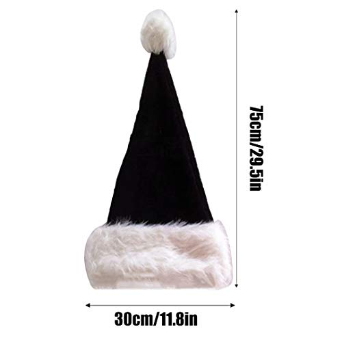 Black Santa Hat - Adults Deluxe Black And White Xmas Christmas Hat Pack 2 pcs