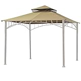 Eurmax 5FT x 8FT Double Tiered Replacement Canopy Grill BBQ Gazebo Roof Top Gazebo Replacement Canopy Roof（Beige）