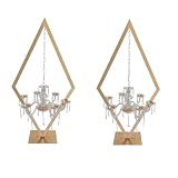 Wedding Crystal Candle Holder Centerpieces with Hanging Crystals, 7 Arms Chandelier Pedestal Stand for Wedding Centerpieces Decoration, Romantic Gold Candelabra Stand for Western Dining (Gold, 2 pcs)