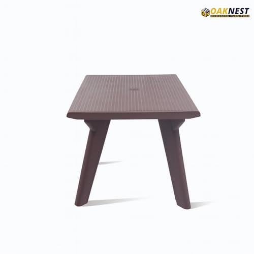 Image of Oaknest Supreme Bison 6-Seater Dining Table in Globus Brown - Robust & Weather-Resistant Plastic Dining Table, Ideal for Indoor & Outdoor Family Meals