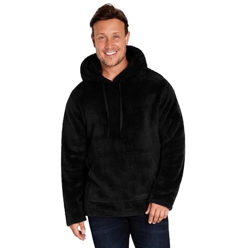 CityComfort Kapuzenpullover Herren für den Winter - Superweicher Flauschiger Hoodie-Pullover für Männer - M-3XL Fleece Loungewear (Schwarz, XL)