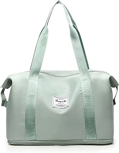 tyunik High-Capacity Double-Layer Wet Separation Travelling Bag, Large Capacity Folding Travel Bag, Foldable Travel Duffel Bag, Travel Lightweight Waterproof Carry Luggage Bag (Green)