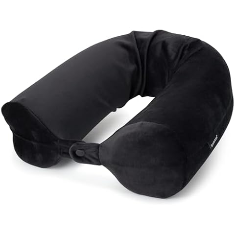 Brookstone Free-Form Memory Foam Twist Travel Pillow Adjustable, Roll Pillow for Neck, Chin, Lumbar, and Leg Support, Black Cover