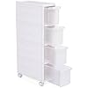 Carrello Multiuso Per Bagno E Cucina Songmics - Scaffale Bianco Con Rotelle, 18x84.5x46 Cm