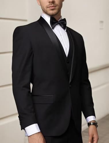 Suits for Men Slim Fit 3 Piece Blazer Vest Pants Set Formal Suit Wedding Prom Party Business4