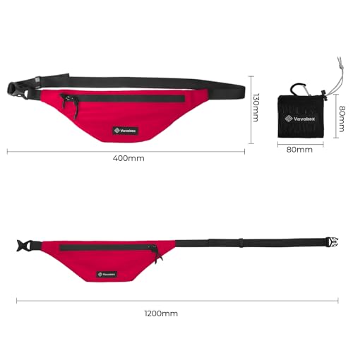 Image of Vavabox Extremely Lightweight Running Belt for Men Women, Fanny Pack Travel Bum Bag with 2 Zippers, Water-Resistant Waist Bag for Running Walking Hiking (Rose Pink)