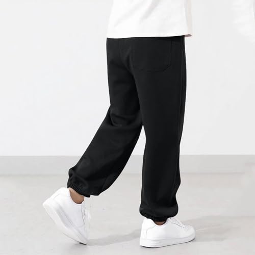 Boys Cotton Sweatpants Casual Elastic Waist Hiking Trousers with Pockets Baggy Soft Comfy Lounge Athletic Sweat Pants4