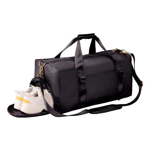 AISPARKY Lanling Sac de sport étanche avec compartiment à chaussures pour le sport, les voyages, la natation, le yoga, la randonnée, le camping pour femme, Noir , L Cover