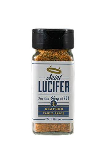 Saint Lucifer Spice Co Seafood Seasoning Table Spice, 2.3 ounce glass jar, Made In The USA, Gluten Free, Sugar Free, Vegan, Vegetarian