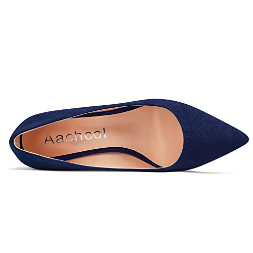 Aachcol Women Wedge Pumps Mid Heel Pointed Toe Slip-on Dress Shoes Wedding Party 2 Inch4