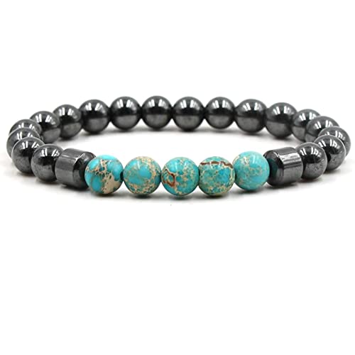 Bracelets en pierre naturelle pour hommes et femmes avec perles bicolores 8mm