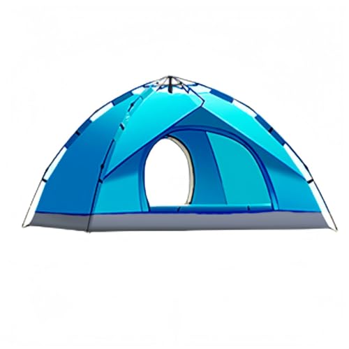miluFoxワンタッチ自動展開キャンプテント銀コート高UVカット・高耐水圧3秒設営 防風防水四面メッシュ超軽量キャンプ・ピクニック・花見・防災・登山対応釣り収納ポーチ付 (スカイブルー両開き・窓なし,200*150*135CM)