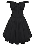 SCARLET DARKNESS Damen Renaissance Kleid Ärmellos V-Ausschnitt Kleid Cottagecore Mini Corsagenkleid Schwarz M