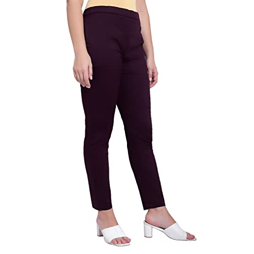 Image of BLUE STAR SHARK Stretchable Cotton Lycra Cigarette Pants | Versatile and Stylish Women's Pants | Comfortable Slim Jeggings | Ankle Length Straight Trousers for Office, Formal, Casual Wear