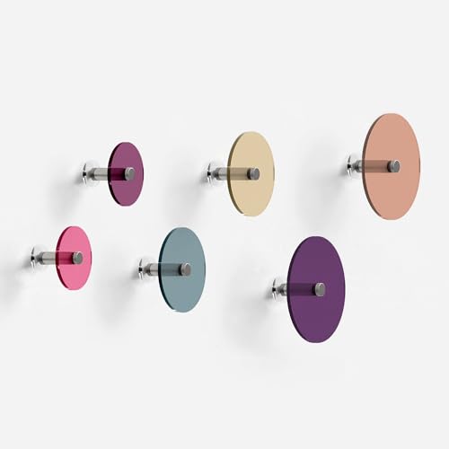 Giallobus - Appendiabiti da Parete - Happy Color 03 - Kit 6 pz - Vetro Acrilico - Kit 6 PCS. - Palette Colours 03 - Ganci attaccapanni e Accessori da Muro Decorativi