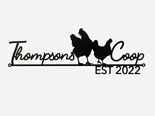 Personalized Metal Chicken Coop Sign Est. Date Family Sign Outdoor Use Custom Farm Farmhouse Plaque Housewarming, Gift For Farmer Eggs Farmed Sign Hen House Barn Decor Garden Name Sign, Metal Wall Art #TOP12