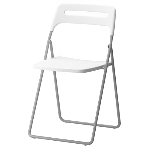 45cm/18inch Folding Bar Stool with Backrest and Handle Portable Folding Stool, Folding Dining Chair for Restaurant Office Breakout Area(White)