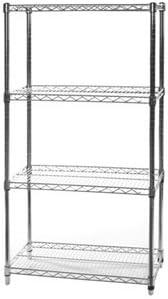 Shelving Inc. Estantería de alambre cromado de 18 pulgadas de profundidad x 30 pulgadas de ancho x 64 pulgadas de alto con estantes de 4 niveles,