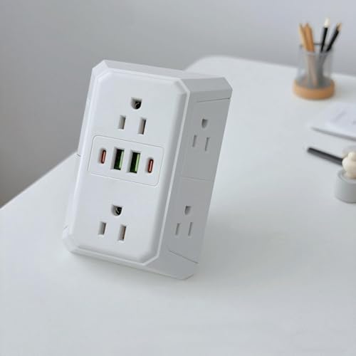 Extensor de corriente de 6 salidas que ahorra espacio con USB 3