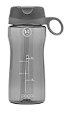 Pogo BPA-Free Tritan Water Bottle with Flip Straw, Grey, 14 oz.