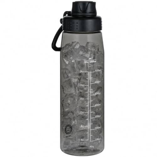 Image of 32oz Clear Water Bottle - BPA-Free Tritan Plastic, Fast Flow Spout Lid, Wide Mouth & Leakproof Design Hiking Water Bottle Suitable for Travel, Outdoors, Gym, Travel, Home, School(Black)