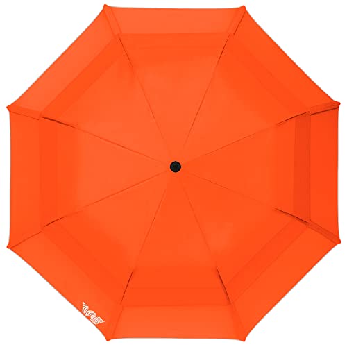 Weatherman Umbrella - Collapsible Umbrella - Windproof Umbrella Resists Up To 55 Mph Winds (Neon Orange) #TOP3