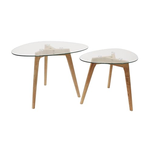 THE HOME DECO FACTORY CMHD3212 Set 2 MESAS Nido Cristal, Madera, 60 x 45 x 43 cm