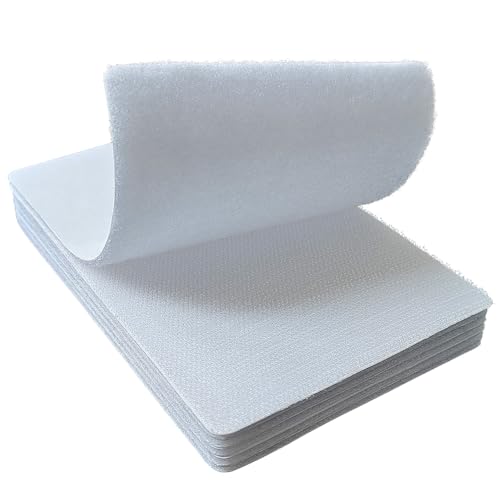 Image of 4x6 inch Hook and Loop Strips with Adhesive, Nylon Heavy Duty Hook and Loop Tape, Excellent Grip, Interlocking Tape,for Sewing, Crafting,DIY,Wall Adhesive Strips - 6 Sets White