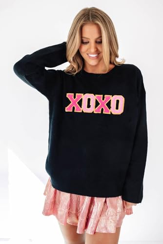 Image of LEMAFER Women 2026 Merry Christmas Round Neck Sequin Letters Sweater Casual Solid Slogan Long Sleeve Pullover Sweatshirt Tops