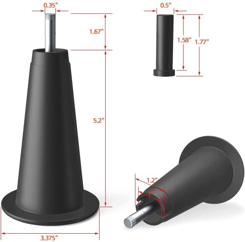 Kohome 6 Pcs 5'' High Rise Bed Frame Risers, Heavy Duty Bed Frame Lift, Stem Bed Frame Feet With Socket Sleeve To Replace,Lift A Bed Frame By 5 Inches For Under Bed Storage, Black (4706) #TOP3