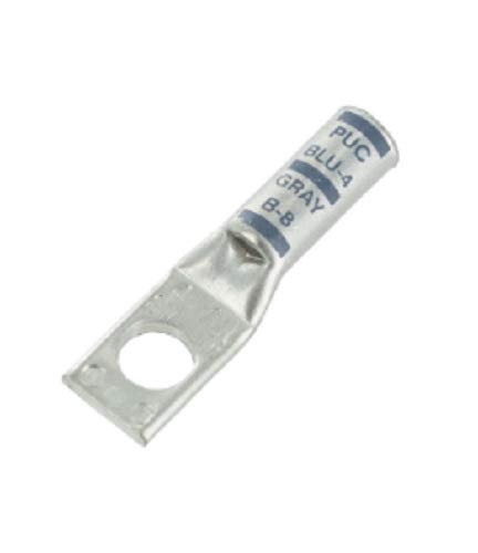 BLU-4S10 Compression Lug, 1-Hole, Copper, 4 AWG, 5/16 Stud Size, Gray- Pack of 10
