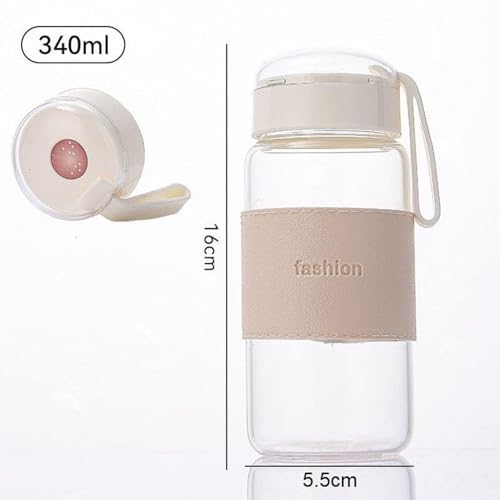 Image of Mini Glass Water Bottle 340ML, Leak-Proof Double-Walled Travel Bottle | Small Water Bottle for School, Office, Coffee & Picnic (Multicolour, 1 Piece)