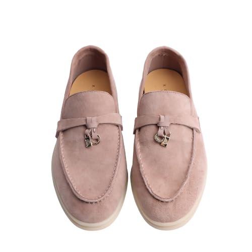 Image of Women's Summer Charms Suede Loafers - Premium Sheepskin Unlined Upper,Classic or Styles with Metal Detail for Casual, Office, Travel & All Day Wear
