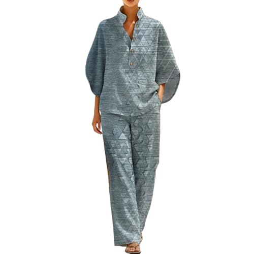 Survêtement deux pièces oversize pour femme avec chemise manches chauve-souris et pantalon fluide
