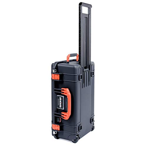Black Pelican 1535 Air case with Orange Handle & latches. No Foam - Empty.