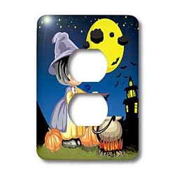 Cache-prise Halloween Little Witch 3dRose pour chambre enfant